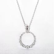 0.70ct Natural Diamond Elegant Open Circle Pendant in 18ct White Gold