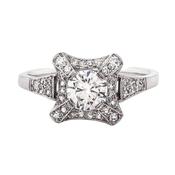 0.70ct Natural Diamond Square Shape Halo Engagement Ring Set in 18ct White Gold image