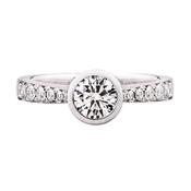 0.80ct H si1 Round Cut Natural Diamond Solitaire With Diamond Shoulders Set In 18ct White Gold image