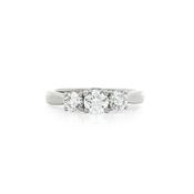 0.81ct F vs Brilliant Cut Natural Diamond Trilogy Ring Set In Platinum image