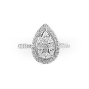 0.92ct Natural Diamond Pear Shape Halo Cluster Ring With Diamond Shoulders Set In 18ct White Gold image