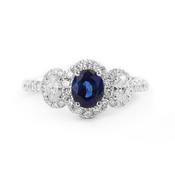 0.92ct Oval Sapphire &amp; 0.65ct Natural Diamond Halo Three Stone in 18ct White Gold image