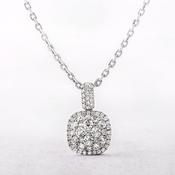 0.96ct Cushion Shape Natural Diamond Cluster Pendant in 18ct White Gold