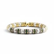 18ct Natural Emerald, Diamond &amp; Pearl Bangle