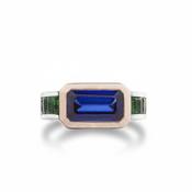 18ct Rose &amp; White Gold Sapphire &amp; Emerald Ring image