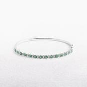 18ct White Gold Emerald and Natural Diamond Bangle