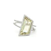 18ct White Gold Lemon Quarts Dress Ring with Natural Diamonds image