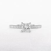 18ct White Gold Princess Cut Natural Diamond Solitaire Ring with Natural Diamond Shoulders image