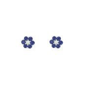 18ct White Gold Sapphire Diamond Round Cluster Stud Earrings
