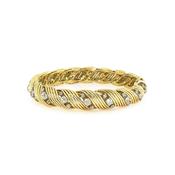 18ct Yellow Gold French Twisted Wire Natural Diamond Set Bracelet image