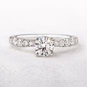 1.03ct E vs1 GIA Certified Round Solitaire With Diamond Shoulders 18ct White Gold Engagement Ring image