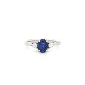1.05ct Oval Sapphire &amp; Natural Diamond 0.20ct with Pear Side Diamonds in 18ct White Gold image