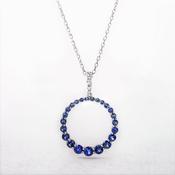 1.14ct Sapphire &amp; 0.06ct Diamond Open Circle Hoop Pendant Bail in 18ct White Gold image