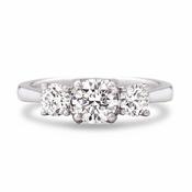 1.15ct E vs2 GIA Certified Round Natural Diamond Three Stone Ring Set In Platinum image