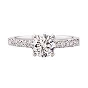 1.24ct G si2 GIA Certified Round Solitaire with Diamond Shoulders Set In 18ct White Gold image