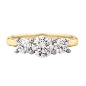 1.30ct G vs2 GIA Certified Round Natural Diamond Three Stone Ring Set In 18ct Yellow Gold image