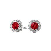 1.34ct Round Ruby &amp; 0.41ct Natural Diamond Circle Cluster Stud Earrings in 18ct White Gold image