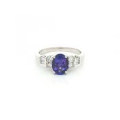 1.40ct Oval Tanzanite &amp; 0.30ct Natural Diamond Ring in Platinum image