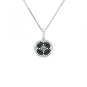 1.44ct Sapphire &amp; 0.43ct Natural Diamond Round Fancy Pendant in 18ct White Gold image