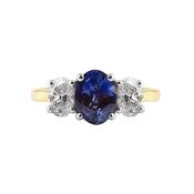 1.67ct Oval Sapphire &amp; Natural Diamond 1ct Three Stone in 18ct Yellow Gold image