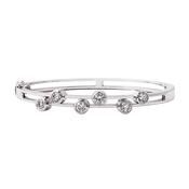 1.80ct F VS Brilliant Two Row Natural Diamond Random Set Bangle in 18ct White Gold image