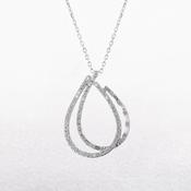 1.85ct Natural Diamond Brilliant and Baguette Double Pear Shape Pendant in 18ct White Gold image