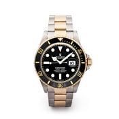 2000 Gents 41mm Two Tone Rolex Submariner Black Dial &amp; Gold Bezel on Oyster Bracelet