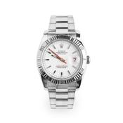 2006 Gents 36mm Rolex DateJust Turn O Graph Stainless Steel With White Dial &amp; Red Hands