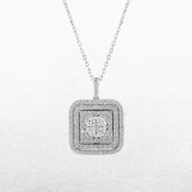 2.08ct Natural Brilliant-Cut &amp; Marquise Diamond Square Triple Halo Pendant in 18ct White Gold image