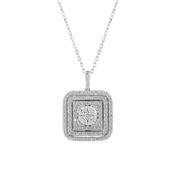 2.08ct Natural Brilliant-Cut &amp; Marquise Diamond Square Triple Halo Pendant in 18ct White Gold image