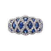 2.19ct Sapphire &amp; 0.84ct Natural Diamond Lattice Cocktail Ring in 18ct White Gold image
