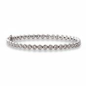 3.07ct Brilliant Cut Natural Diamond Rub Over Line Bracelet in 18ct White Gold image