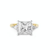 3.54ct J VS1 Princess Cut Natural Diamond Solitaire with Triangle Side Diamonds in 18ct Yellow Gold image