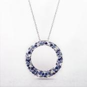 3.63ct Multi Sapphire and 0.17ct Diamond Large Hoop Pendant in 18ct White Gold image