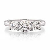 3ct D VS1 GIA Certified Round Natural Diamond 18ct White Gold Three Stone Ring