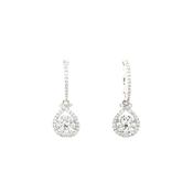 0.63ct Natural Diamond Drop Hoop Earrings in 18ct White Gold image