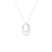 9ct White Gold .38ct Double Natural Diamond Set Oval Pendant image