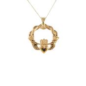 Large Claddagh with Twist Pendant on Chain Weighing 5.4g in 10ct Yellow Gold image