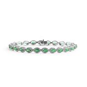 5.52ct Oval Emerald &amp; 1.21ct  Natural Diamond Halo Cluster Bracelet in 18ct White Gold image