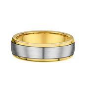 5mm Gents Two Tone Satin Brushed Centre &amp; Polished Edge Wedding Band In 18ct Gold - R