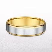 5mm Two Tone Gents Satin &amp; Polished Comfort Fit Wedding Band In 9ct Gold - P