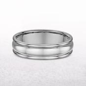 6mm Barrel Shape Polished Gents Wedding Band In 18ct White Gold - R
