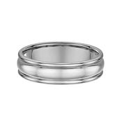 6mm Barrel Shape Polished Gents Wedding Band In 18ct White Gold - R