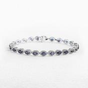 7.23ct Oval Sapphire &amp; 1.22ct Natural Diamond Halo Cluster Bracelet in 18ct White Gold image