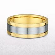 7mm Two Tone Gents Flat Edge Wedding Band In 18ct Gold - R