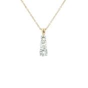 1.21ct F vs1  Natural Diamond Three Stone Graduated Drop Pendant in 18ct Yellow Gold image