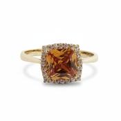 9ct Citrine &amp; Cubic Zirconia Dress Ring