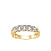 9ct Yellow Gold 0.12ct Diamond Cuban Link Set Dress Ring image