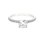 0.92ct G vs1 GIA Certified Round Solitaire With Diamond Shoulders 18ct White Gold Engagement Ring image