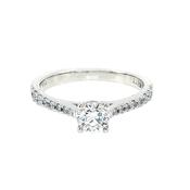 0.54ct D Si1 Certified Round Solitaire Natural Diamond with Diamond Shoulders set in 18ct White Gold image